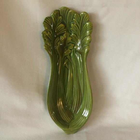 Spoon Rest Condiment Vegetable Dish Celery Design - Picture 5 of 12
